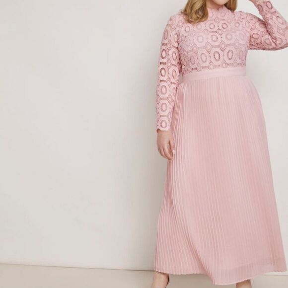 Eloquii Pink Bishop Sleeve Gown for Weddings - Picture 1 of 7